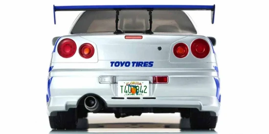Kyosho 1:12 Resin Nissan GT-R 2001 Fast & Furious Silver/Blue Stripes