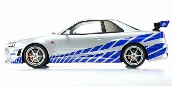 Kyosho 1:12 Resin Nissan GT-R 2001 Fast & Furious Silver/Blue Stripes