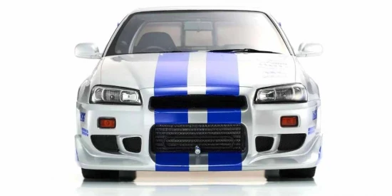 Kyosho 1:12 Resin Nissan GT-R 2001 Fast & Furious Silver/Blue Stripes