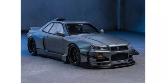 Kyosho 1:18 Samurai Collection Skyline GT-R R34 Khyzyl Saleem Gray