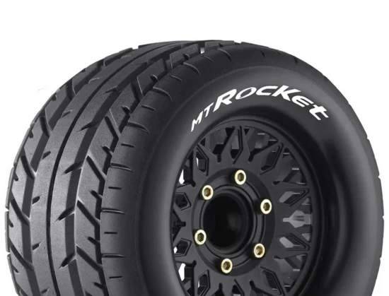 Louise RC MT-Rocket Tyres Pre Glued on Black Wheels With Adjustable 12/14/17mm Hex (2)