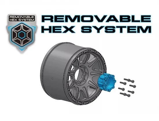 Louise RC MT-RockTyres Pre Glued on Black Wheels With Adjustable 12/14/17mm Hex (2)