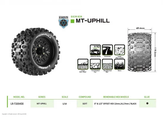 Louise RC MT-Uphill Removable Hex 12 - 14 - 17mm 0 + 1/2 Offset