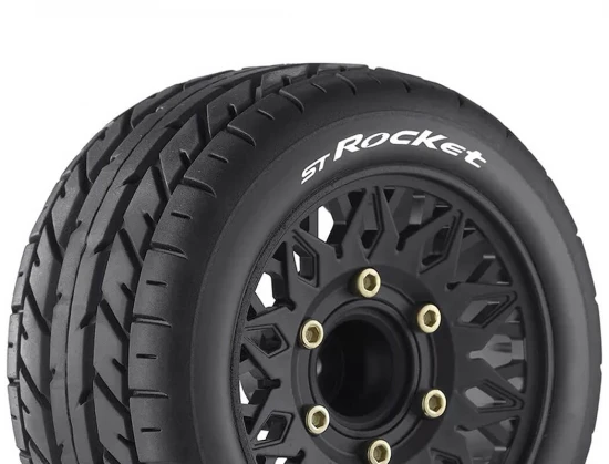 Louise RC ST-Rocket Tyres Pre Glued on Black Wheels With Adjustable 12/14/17mm Hex (2)