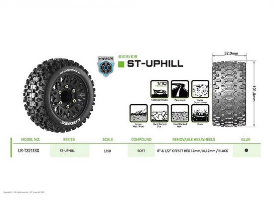 Louise RC ST-Uphill Removable Hex 12 - 14 - 17mm 0 + 1/2 Offset
