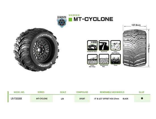 Louise RC MT-Cyclone Removable Hex 17mm 1:8 0 + 1/2 Offset