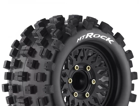 Louise RC MT-RockTyres Pre Glued on Black Wheels With Adjustable 12/14/17mm Hex (2)