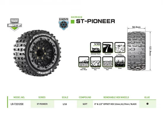 Louise RC ST-Pioneer Removable Hex 12 - 14 - 17mm 0 + 1/2 Offset