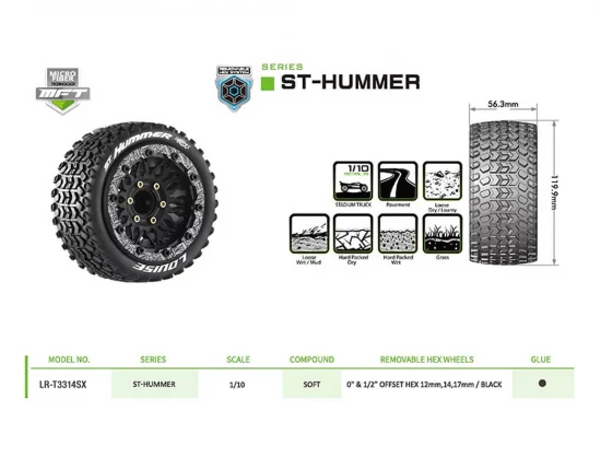 Louise RC ST-Hummer Removable Hex 12 - 14 - 17mm 0 + 1/2 Offset