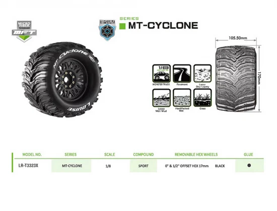 Louise RC MT-Cyclone Removable Hex 17mm 1:8 0 + 1/2 Offset
