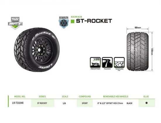 Louise RC ST-Rocket Removable Hex 17mm 1:8 0 + 1/2 Offset
