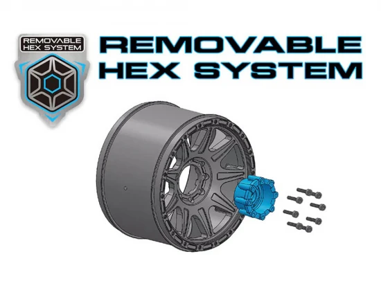 Louise RC MT-McRoss 3.8 Tyres on Black Adjustable 17mm Hex Wheels (2)