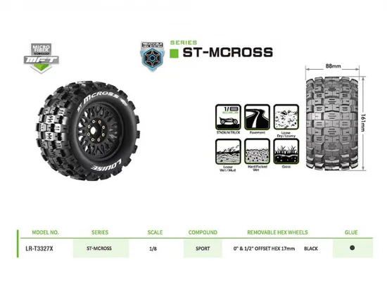 Louise RC ST-McRoss Removable Hex 17mm 1:8 0 + 1/2 Offset