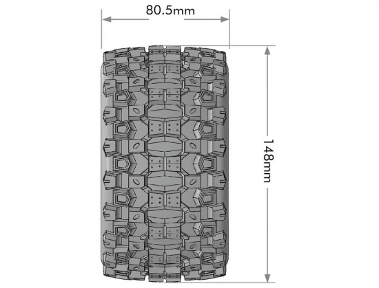 Louise RC MFT MT-Uphill Tyres on Black 17mm Hex Wheels (2)