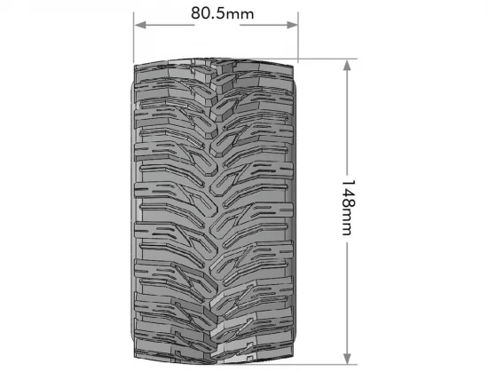 Louise RC MFT MT-Cyclone Tyres on Black 17mm Hex Wheels (2)