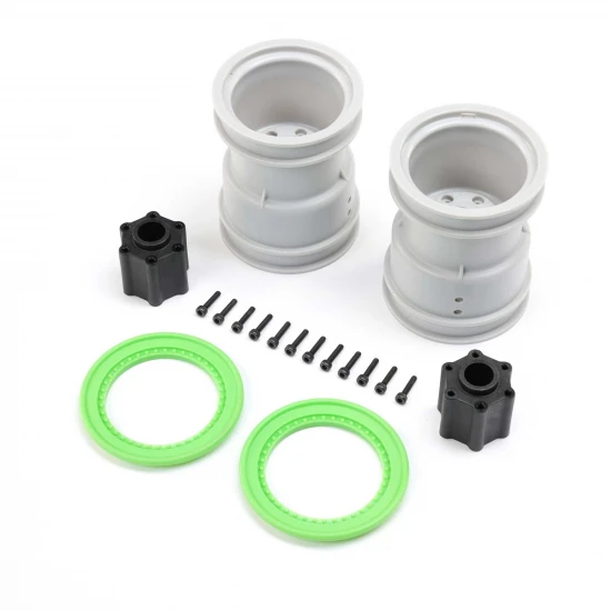 2.6 Wheel with Beadlock Rings - Green (2): LMT 2.0