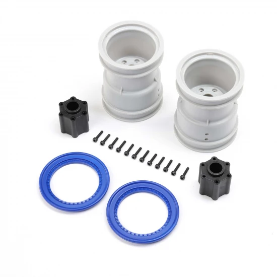 2.6 Wheel with Beadlock Rings - Blue (2): LMT 2.0
