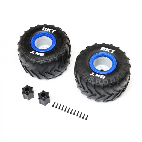 BKT 2.6 Monster Truck Tire - Med - Premount - Blue (2): LMT 2.