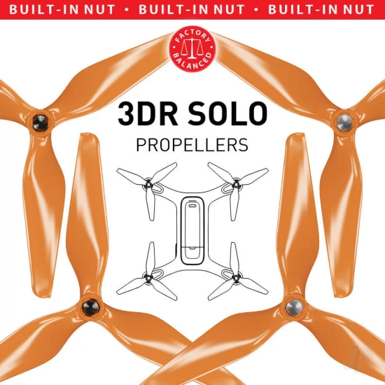 Master Airscrew 3MR-SL - 3-Blade 9x4.5 Prop C Set x4 Orange, Built-in Nut for 3DR SOLO