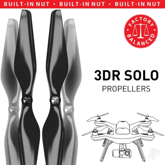Master Airscrew MR-SL - 10x4.5 Prop C Set x4 Black, Built-in Nut for 3DR SOLO