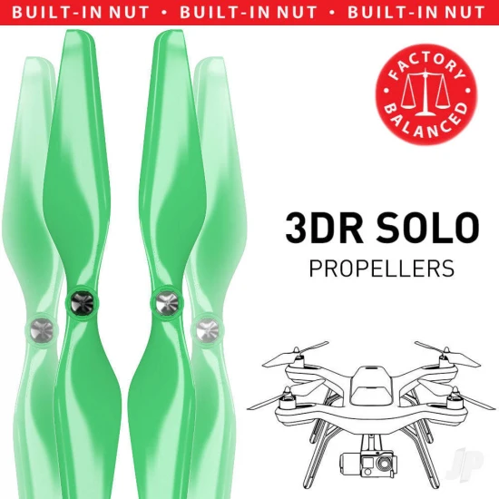 Master Airscrew MR-SL - 10x4.5 Prop C Set x4 Green, Built-in Nut for 3DR SOLO