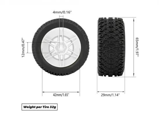 Method RC Method Geoform 1:16 SC Tyres On 12mm Hex Blue Wheels (2)
