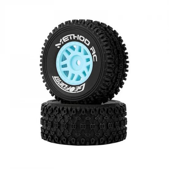 Method RC Method Geoform 1:16 SC Tyres On 12mm Hex Blue Wheels (2)