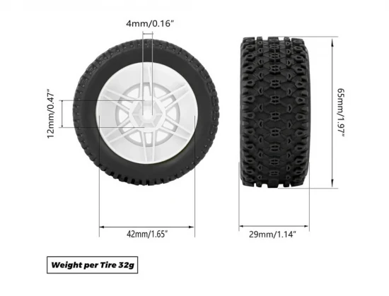 Method RC Method Geoform 1:16 SC Tyres On 12mm Hex Grey Wheels (2)