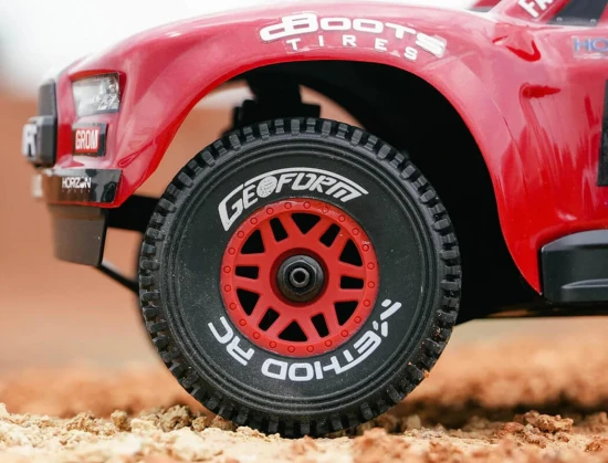 Method RC Method Geoform 1:16 SC Tyres On 12mm Hex Red Wheels (2)