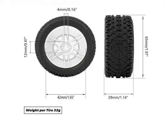 Method RC Method Geoform 1:16 SC Tyres On 12mm Hex Red Wheels (2)