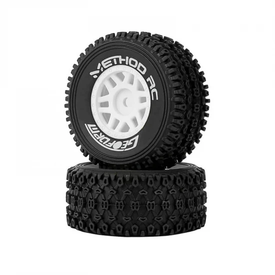 Method RC Method Geoform 1:16 SC Tyres On 12mm Hex White Wheels (2)