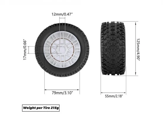 Method RC Method Geoform 1:8 SC Tyres On 17mm Hex Grey Wheels (2)