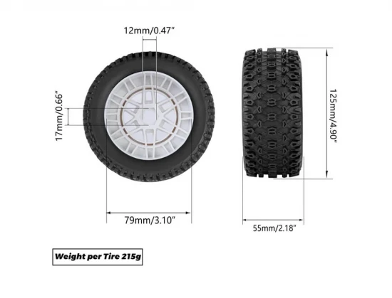 Method RC Method Geoform 1:8 SC Tyres On 17mm Hex Red Wheels (2)