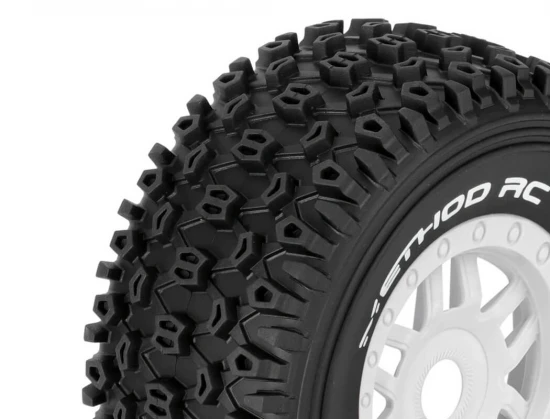 Method RC Method Geoform 1:8 SC Tyres On 17mm Hex White Wheels (2)