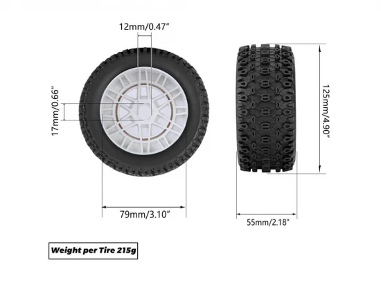 Method RC Method Geoform 1:8 SC Tyres On 17mm Hex White Wheels (2)