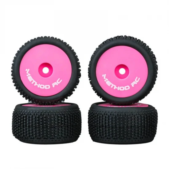 Method RC Method Nitragrip 1/24 Truck Tyres F/R On 7mm Hex Pink (4)