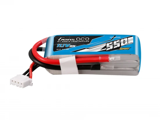 Li-Po Sport 3S 11.1V 550mAh 80C with No Plug