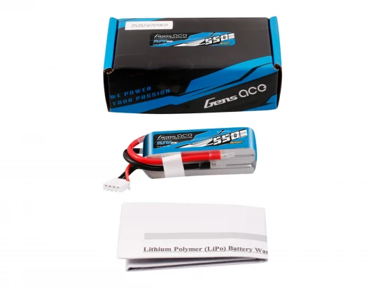 Li-Po Sport 3S 11.1V 550mAh 80C with No Plug