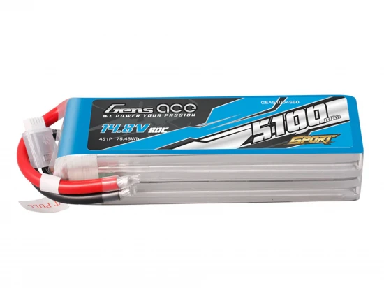 Li-Po Sport 4S 14.8V 5100mAh 80C with No Plug