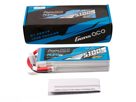 Li-Po Sport 4S 14.8V 5100mAh 80C with No Plug