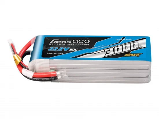 Li-Po Sport 6S 22.2V 3000mAh 80C with No Plug