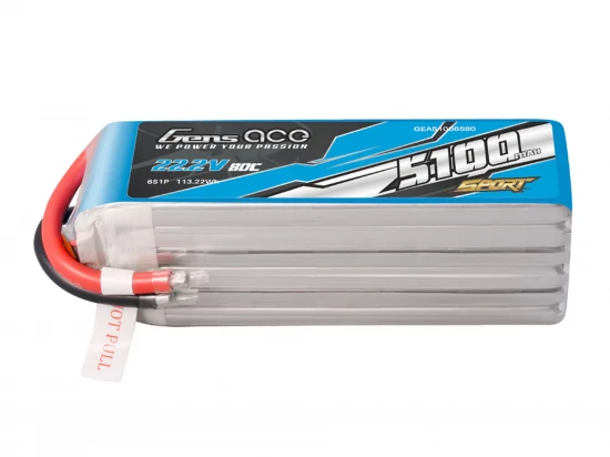Li-Po Sport 6S 22.2V 5100mAh 80C with No Plug