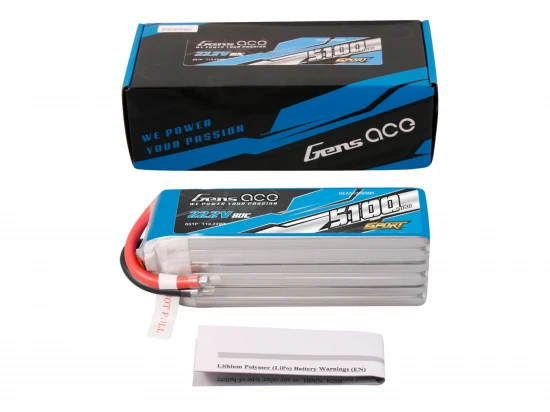 Li-Po Sport 6S 22.2V 5100mAh 80C with No Plug