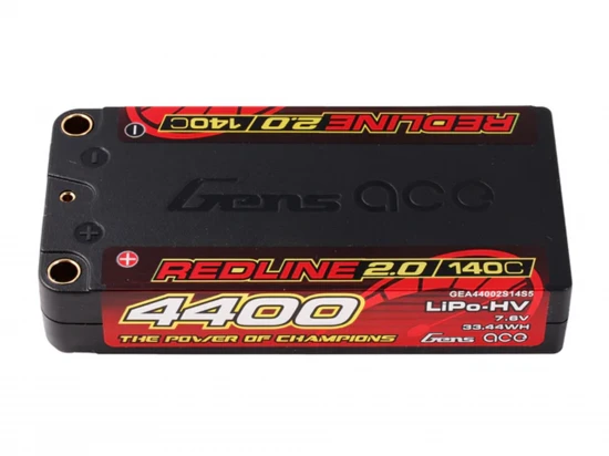 Gens Ace Redline 2.0 Race HV LiPo - 7.6V 4400mAh 140C RL2 Shorty - 5mm