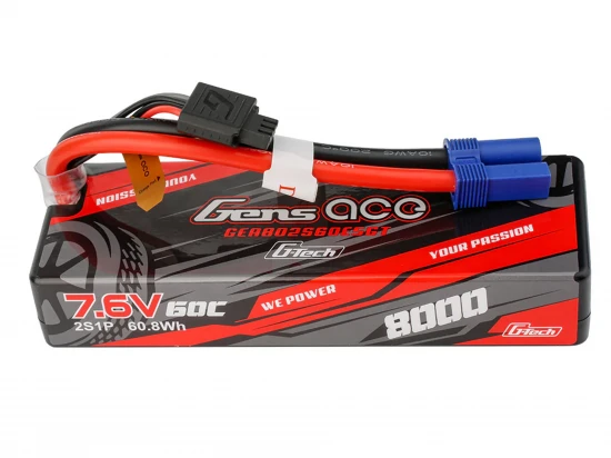 Gens Ace LiPo - Hard Case G-Tech 2S 7.4V 8000mah 60C with EC5 (Promoto)