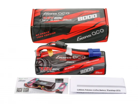 Gens Ace LiPo - Hard Case G-Tech 2S 7.4V 8000mah 60C with EC5 (Promoto)