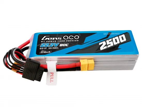 Gens Ace LiPo - G-Tech 6S 22.2V 2500mAh 80C with XT60