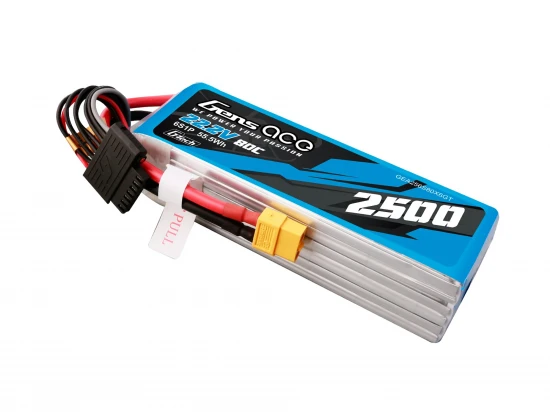 Gens Ace LiPo - G-Tech 6S 22.2V 2500mAh 80C with XT60