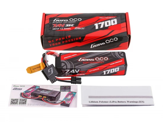 Gens Ace G-Tech Hard Case LiPo - 7.4V 1700mAh 35C with EC2