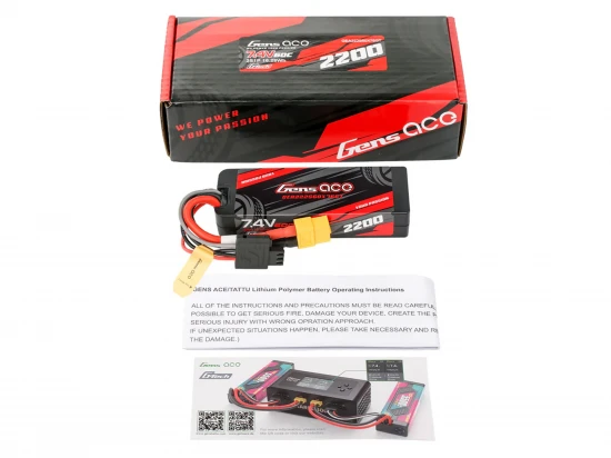 Gens Ace LiPo - Car Hard Case G-Tech 2S 7.4V 2200mAh 60C with XT60